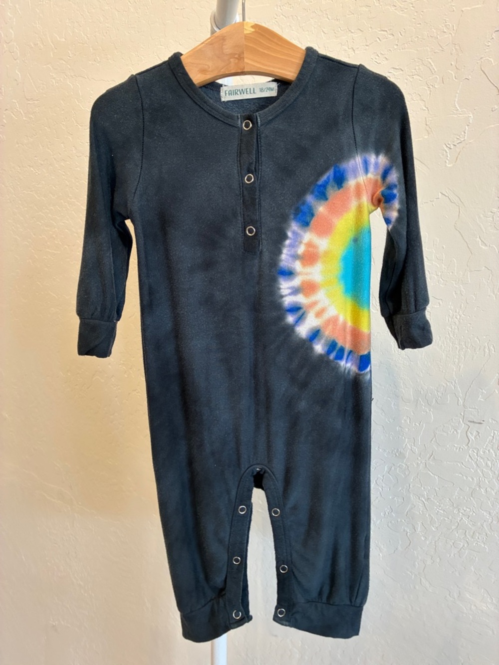 Fairwell Black Tie-Dye Sunburst One-Piece Bodysuit